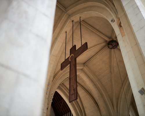 Christ on the crucifix in the chapel at Mount Saint Bernard Abbey Christ on the crucifix in the chapel at Mount Saint Bernard Abbey