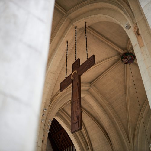 Christ on the crucifix in the chapel at Mount Saint Bernard Abbey Christ on the crucifix in the chapel at Mount Saint Bernard Abbey