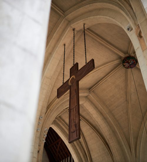 Christ on the crucifix in the chapel at Mount Saint Bernard Abbey Christ on the crucifix in the chapel at Mount Saint Bernard Abbey