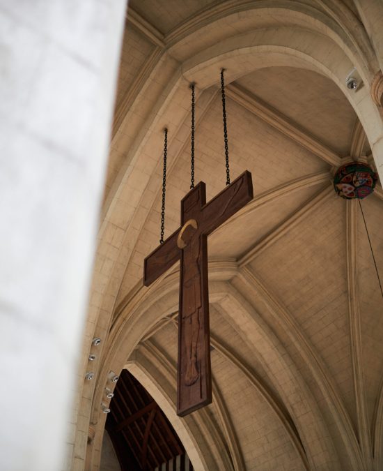 Christ on the crucifix in the chapel at Mount Saint Bernard Abbey Christ on the crucifix in the chapel at Mount Saint Bernard Abbey